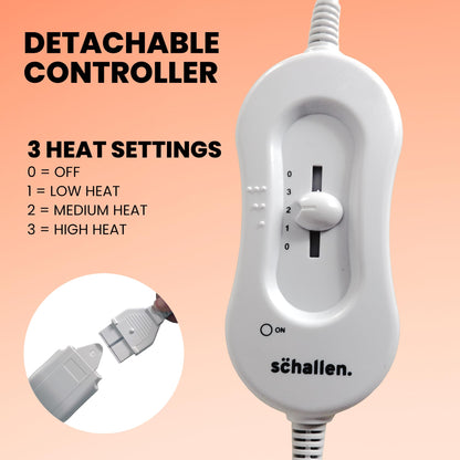 Schallen Premium Comfort Electric Heated Blanket, Remote Control with 3 Heat Settings Double, Soft Fleece Electric Blanket