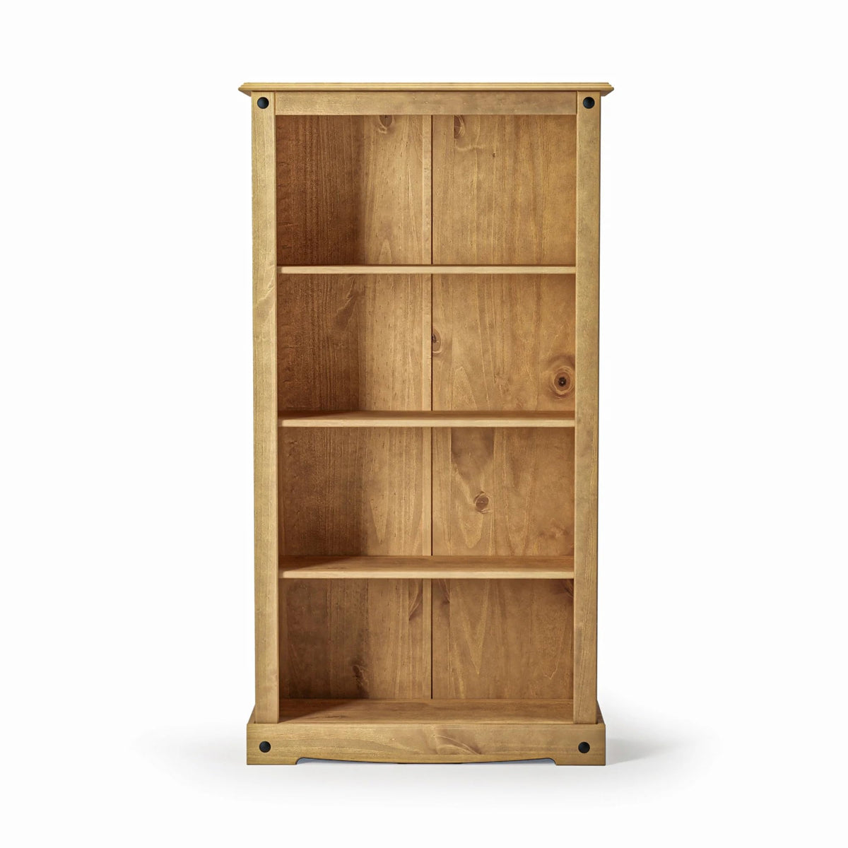 Mews Corona Bookcase Medium Solid Mexican Pine Wood with 3 Shelves - Rustic Farmhouse Style