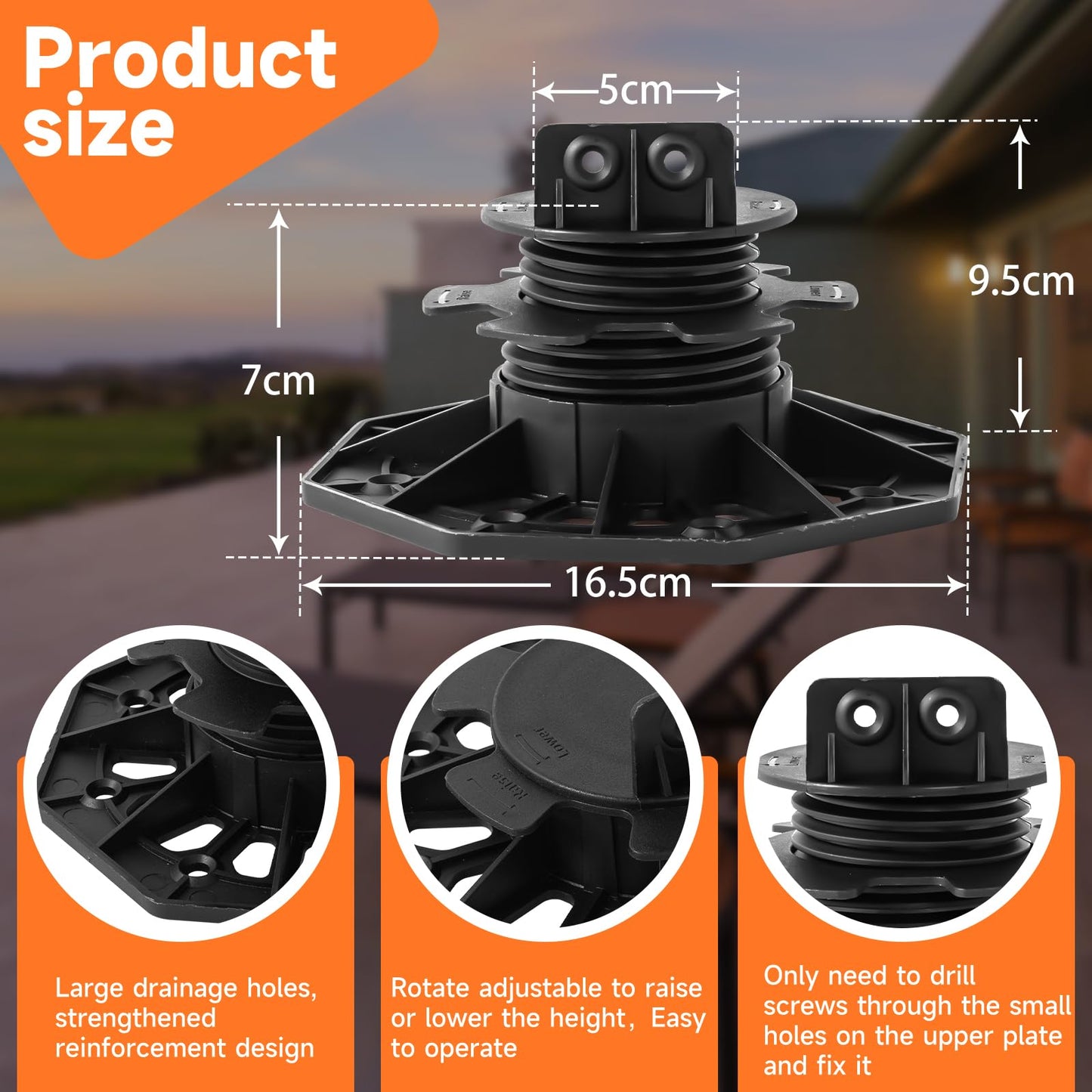 TTBDEHTK Adjustable Deck Support Pedestal, 24 Pack, 1-3/16" to 2-3/4"