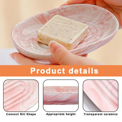 Xgvzs 1 PCS Ceramic Soap Dish Bar Soap Holder Soaps Tray Dish Oval Container Keep Soap Dry for Bathroom Sink Kitchen Counter (Pink)