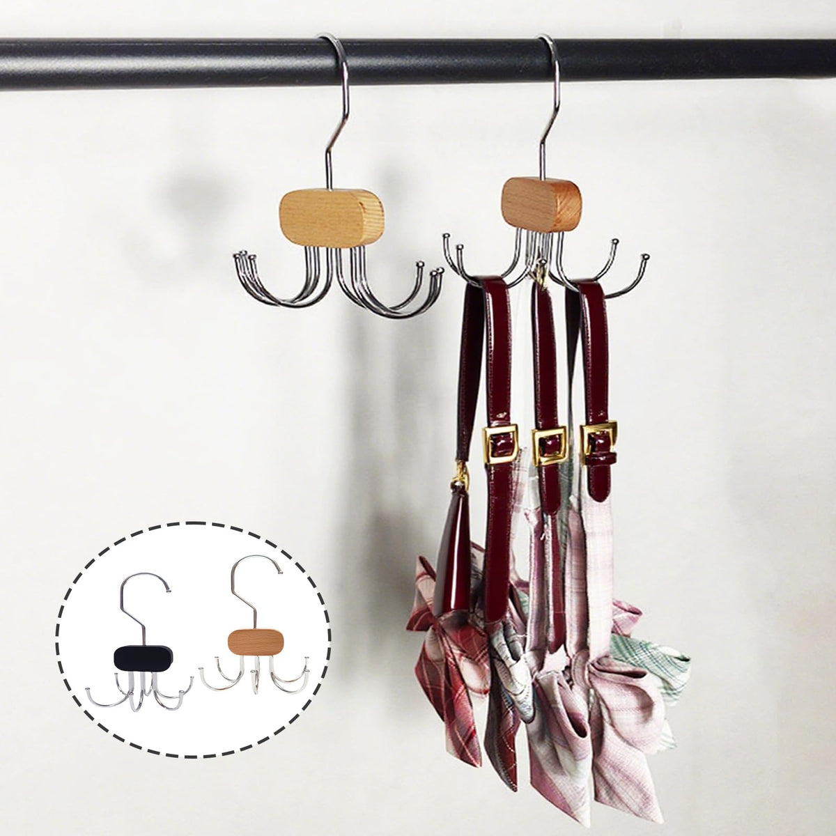 2Pcs Belt Hanger for Clothes Space Savers Storage Solutions, Belt Hanger for Wardrobe Saving Closet Storage for Ties, Bags, Hats