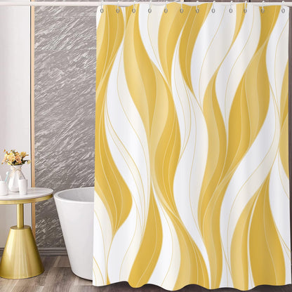 GCIREC Shower Curtain, 90x180cm, Modern Abstract Yellow White Ombre Striped Minimalist Art Waterproof Fabric Machine Washable Bathroom Curtain with