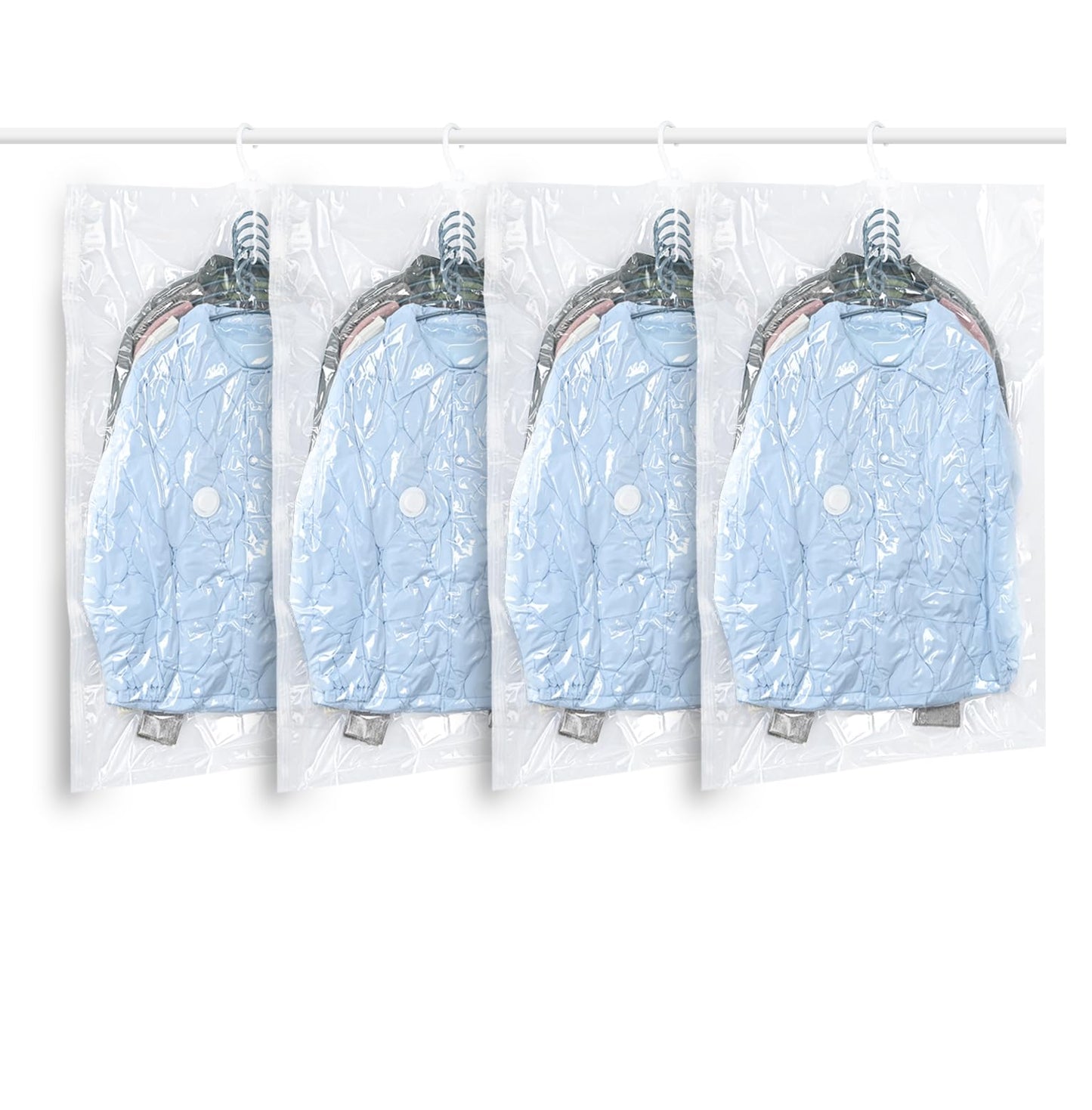 QH7 coat vacuum bags hanging, Suits, Dresses, Coats or Jackets, Clear & Reusable Closet Organizer with 4 (105x70cm)