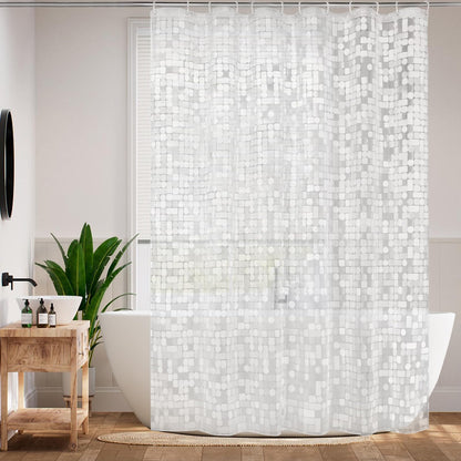 BANLMEYD Shower Curtain, 3d Geometry PEVA Bathroom Curtains Shower Curtains Mould Proof Resistant 180x180cm with Metal Grommets for Wet Rooms, Shower