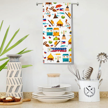 LEVLO Philippines Kitchen Towel Philippines Trip Gift Philippines Travel Culture Dish Towels Filipina Philippine Housewarming Gift (Philippines Towel)