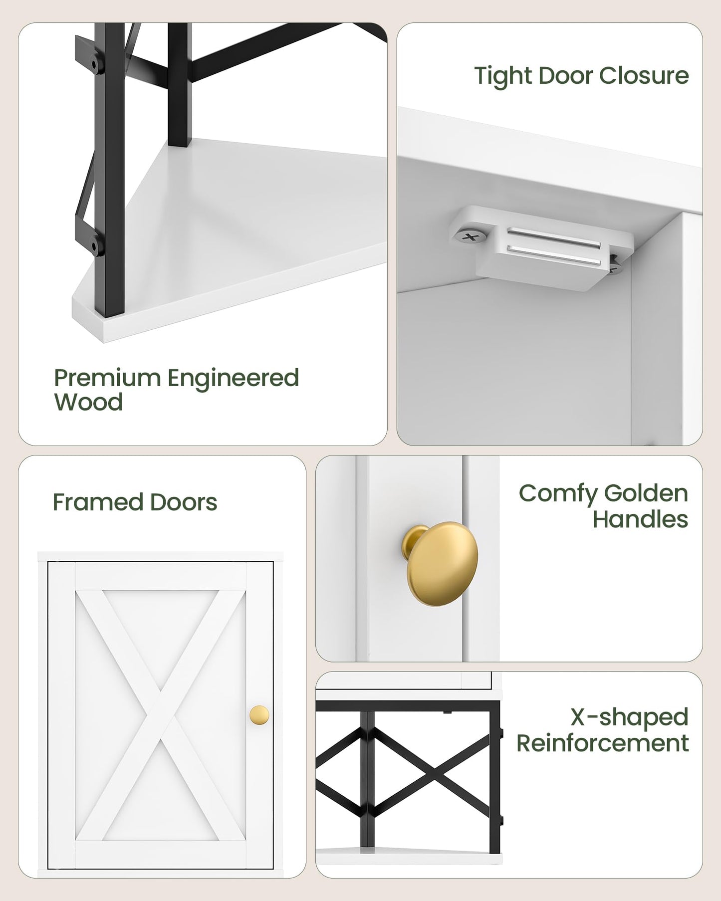 CHOEZON Bathroom Wall Cabinet, Corner Medicine Cabinet, Wall Mount Corner Cabinet for Bathroom with Open Shelf and Adjustable Shelf, Space-Saving