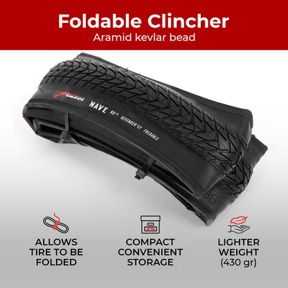 Fincci Gravel Bike Tyres 700x35c - Pair Foldable Bicycle Tires 28 inch with 1 mm Nylon Antipuncture, Tyre 37-622 60 TPI for Gravel, Mountain,