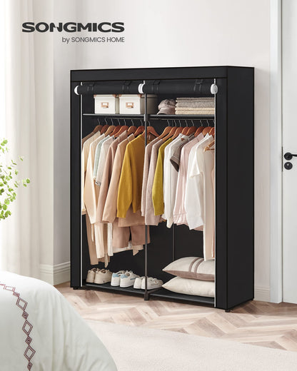 SONGMICS Wardrobe, Clothes Storage Wardrobe for Bedroom with 2 Clothes Rails, Fabric Portable Wardrobe, Collapsible, Clothes Rack, for Closet, 43 x
