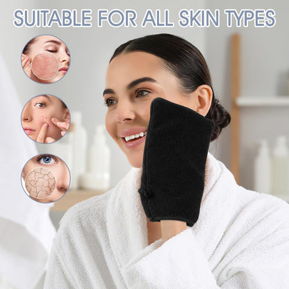 Qichan 10 Pcs Facial Mitts, 15 x 21cm Soft Bamboo Fiber Wash Mitts Body and Face, Reusable Makeup Remover Gloves