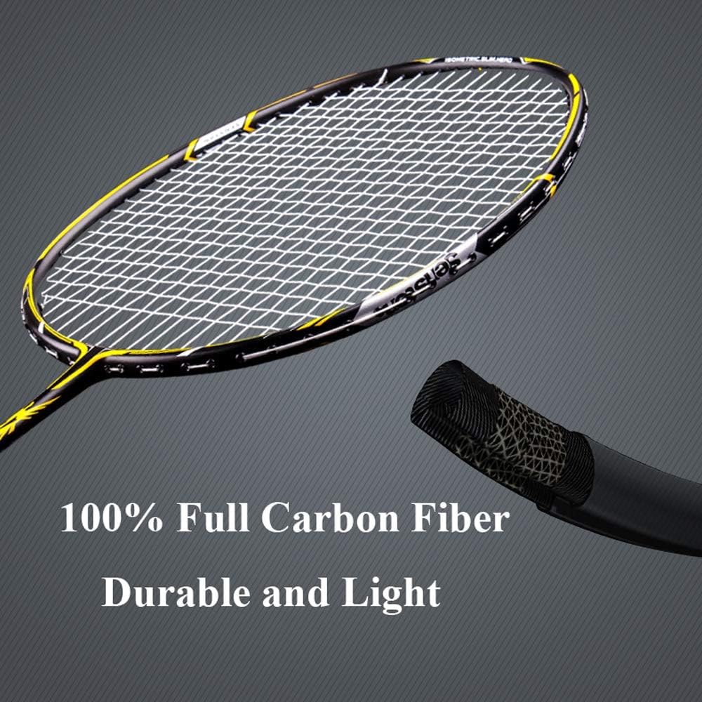Senston 2 Pack Badminton Racket Set Graphite Full-Carbon Badminton Racquet With Premium Quality Protective Carry Case and 2 Overgrips