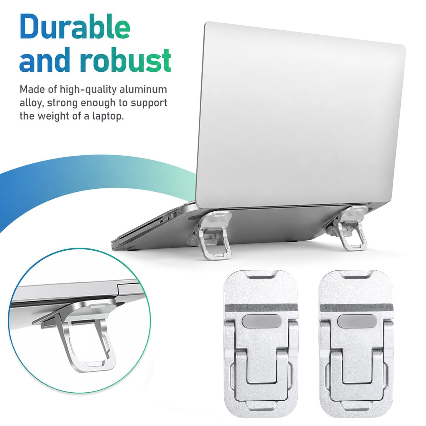 Bruislard 2 Pcs Keyboard Riser Zinc Alloy Foldable Laptop Stand