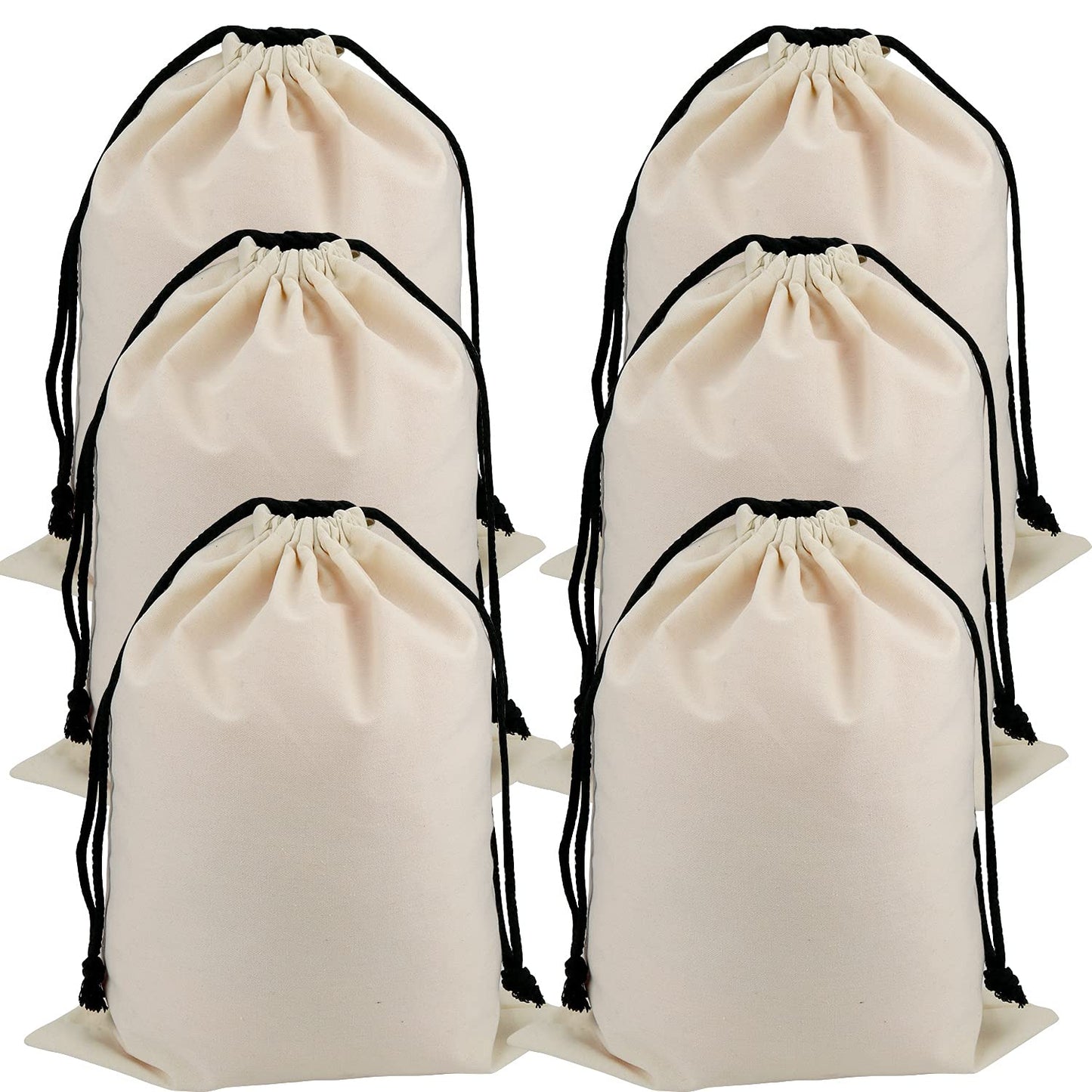 Set of 6 Cotton Travel Portable Shoes Storage Bags Organizer with Drawstring (6PCS M Size) 18.9 x 15 inches (48 x 38cm)
