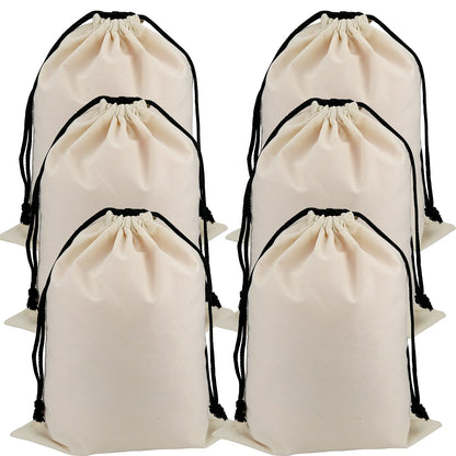 Set of 6 Cotton Travel Portable Shoes Storage Bags Organizer with Drawstring (6PCS M Size) 18.9 x 15 inches (48 x 38cm)