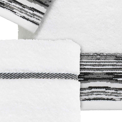 Nicole Miller - Towels, 4pc Soft & Absorbent Towel Set, Dorm Room Essentials (Syndey Collection, White/Black)