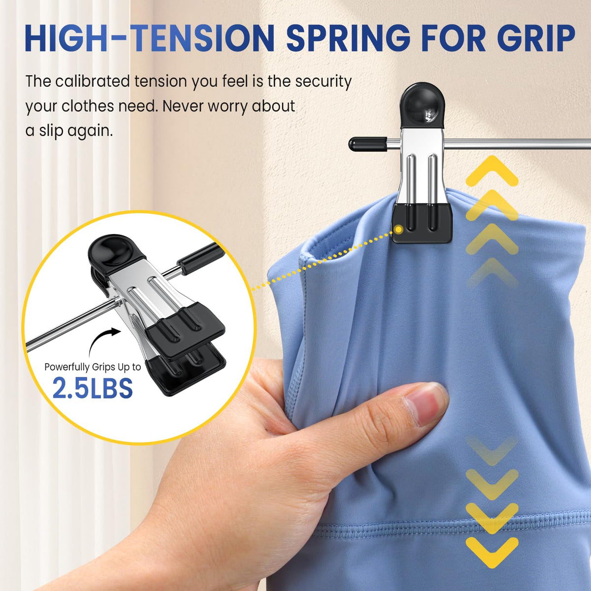 DAMITA Skirt Trouser Hangers with Clips Space Saving Hanging Closet Organizer 6 Tiers Multi Hanger with 360° Swivel Hook