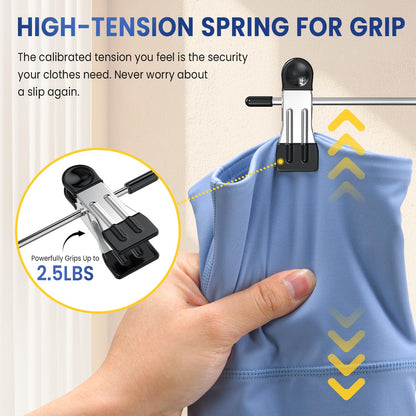 DAMITA Skirt Trouser Hangers with Clips Space Saving Hanging Closet Organizer 6 Tiers Multi Hanger with 360° Swivel Hook