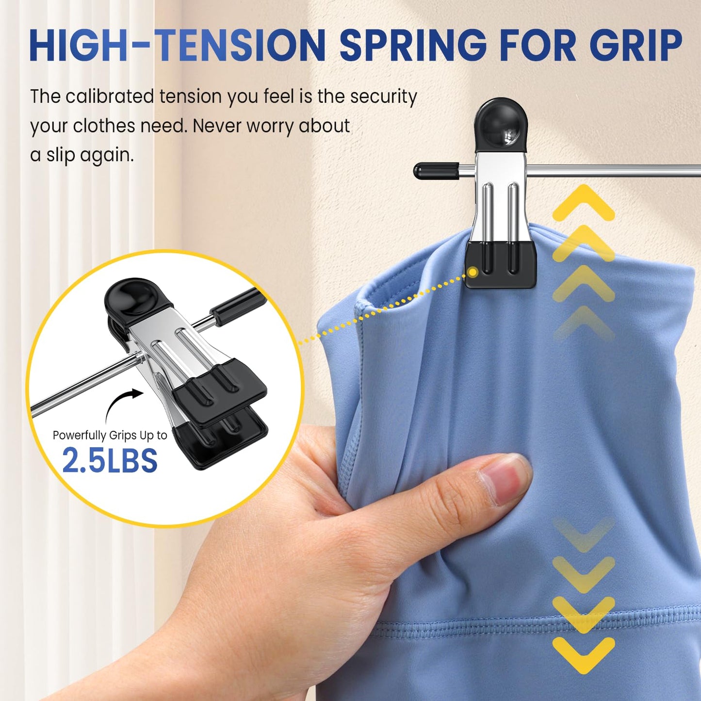 DAMITA Skirt Trouser Hangers with Clips Space Saving Hanging Closet Organizer 6 Tiers Multi Hanger with 360° Swivel Hook