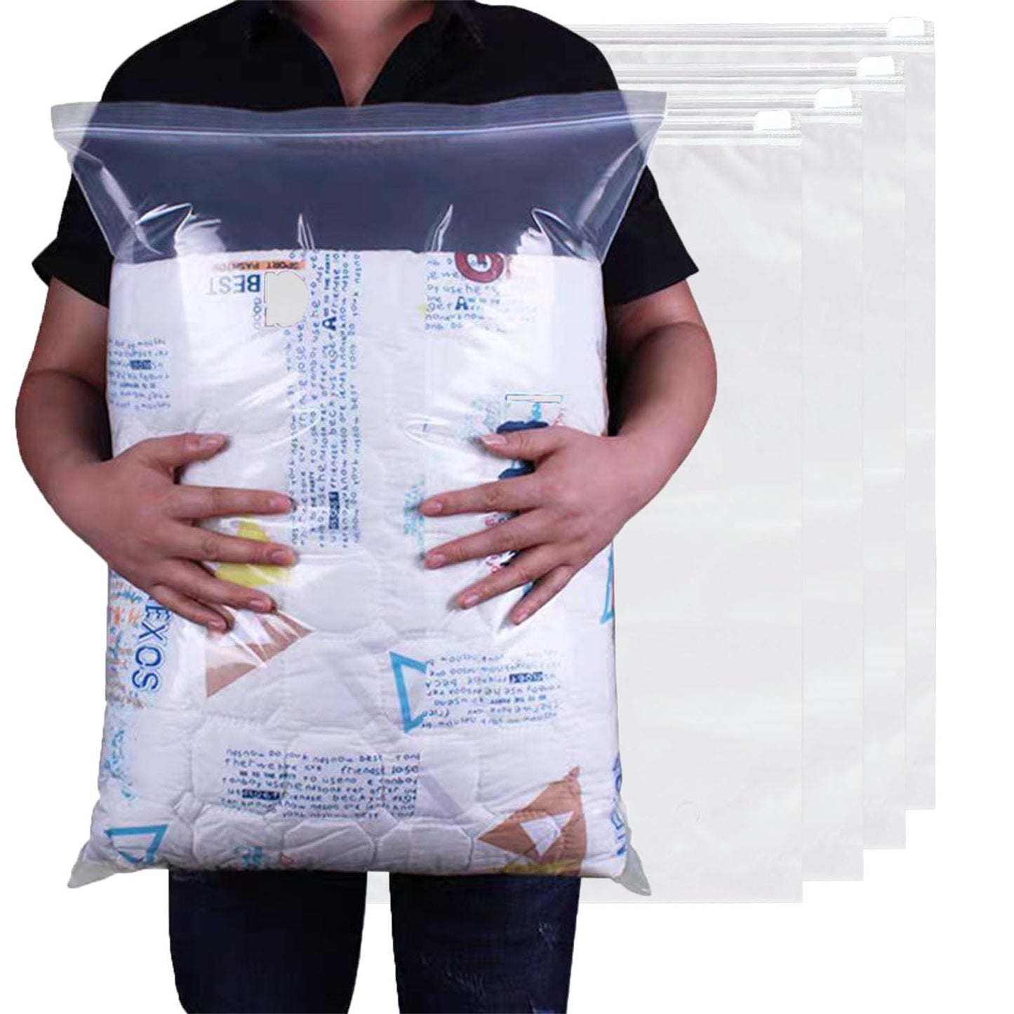 ATB-Foger 20Pcs Clear Zip Lock Clothes Storage Bags - Large Travel Resealable Plastic Luggage Pouch for Coats, Bulky Items