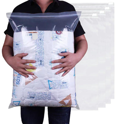 ATB-Foger 20Pcs Clear Zip Lock Clothes Storage Bags - Large Travel Resealable Plastic Luggage Pouch for Coats, Bulky Items