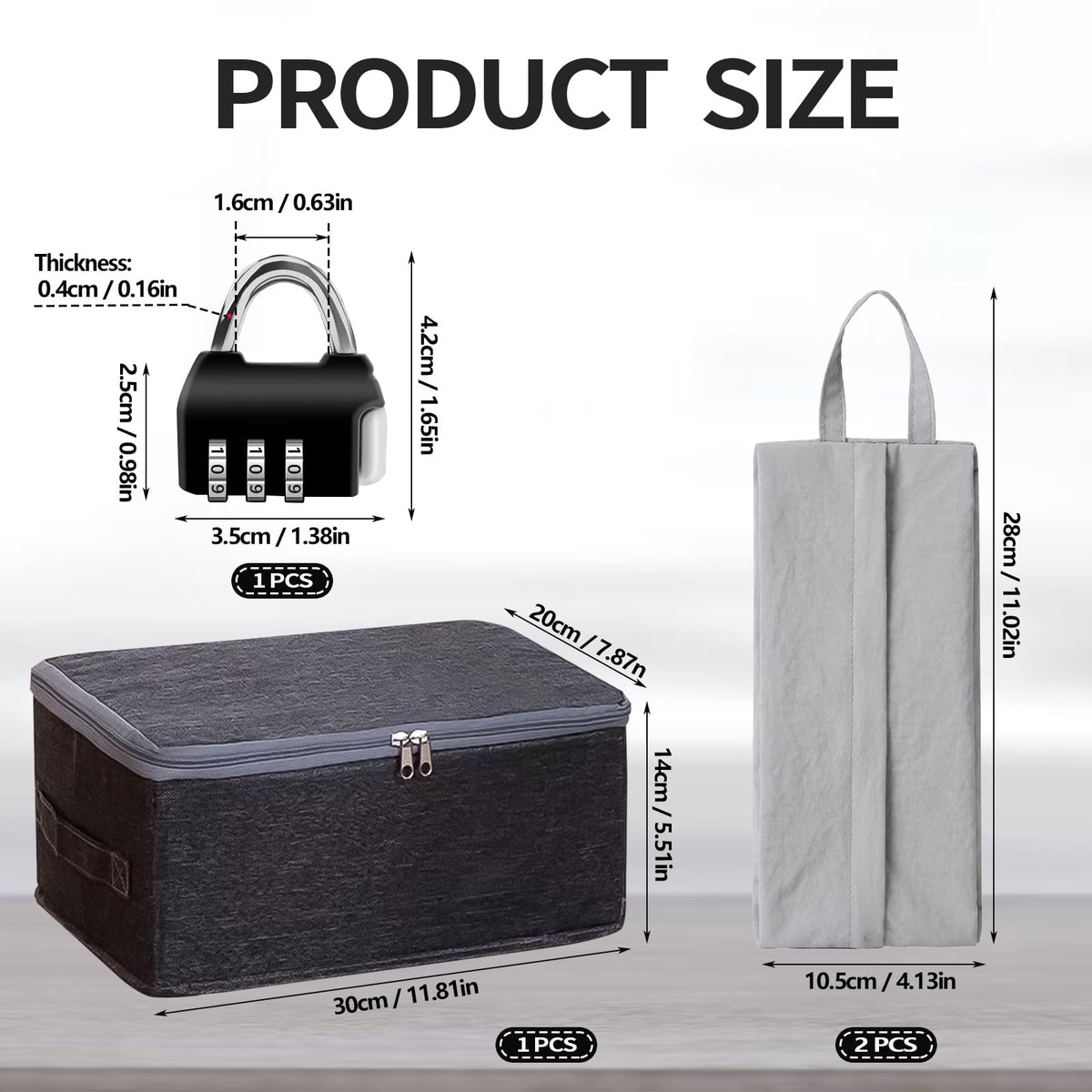 Lockable Box, Medicine Storage Box Boxes Storage with Lock, Foldable Storage Box, Mini Lock, 2 Storage Bags for Socks and Underwear, Waterproof