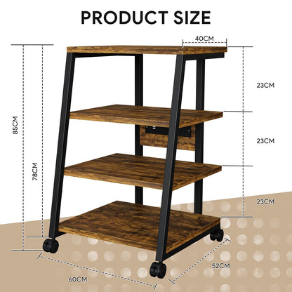 WUDLEP HiFi Stand, 4-Tier AV Media Stand with Power Strip and Wheels