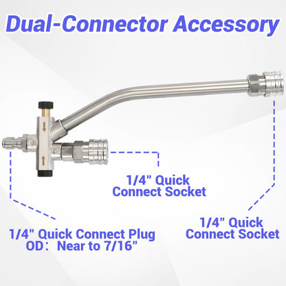 Tool Daily Foam Cannon for Pressure Washer with Double Tip Attachment, Dual Lance Wide Mouth Soap Cannon, 5 Power Washer Sprayer Nozzles, 1/4" Quick