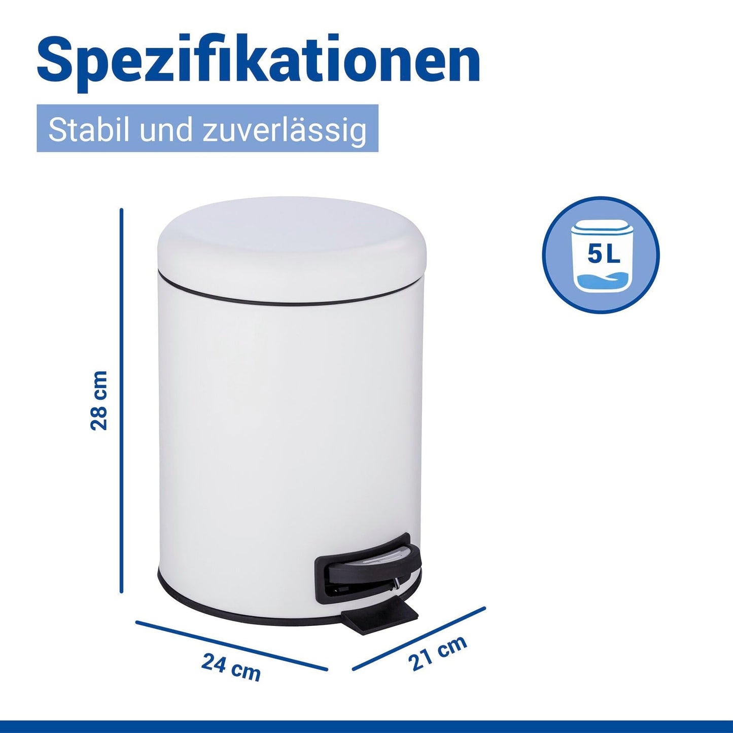 WENKO Leman Cosmetic Pedal Bin White 5 L