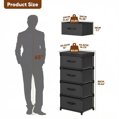 Mavivegue Fabric Chest of Drawers with 4 Fabric Drawers Bedroom