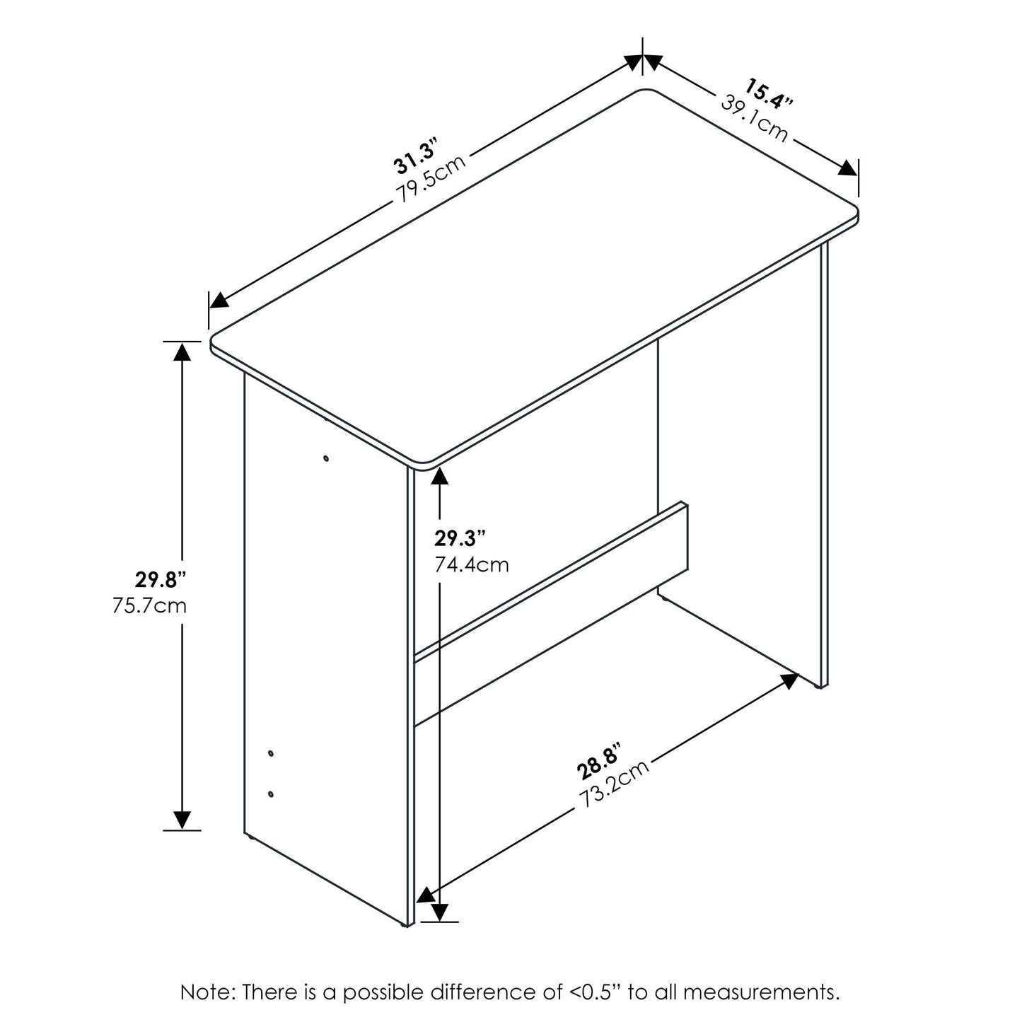 Furinno Simplistic Computer Desk, Study Desk, Writing Desk, Espresso, 39.1 (D) x 79.5 (W) x 75.7 (H) cm