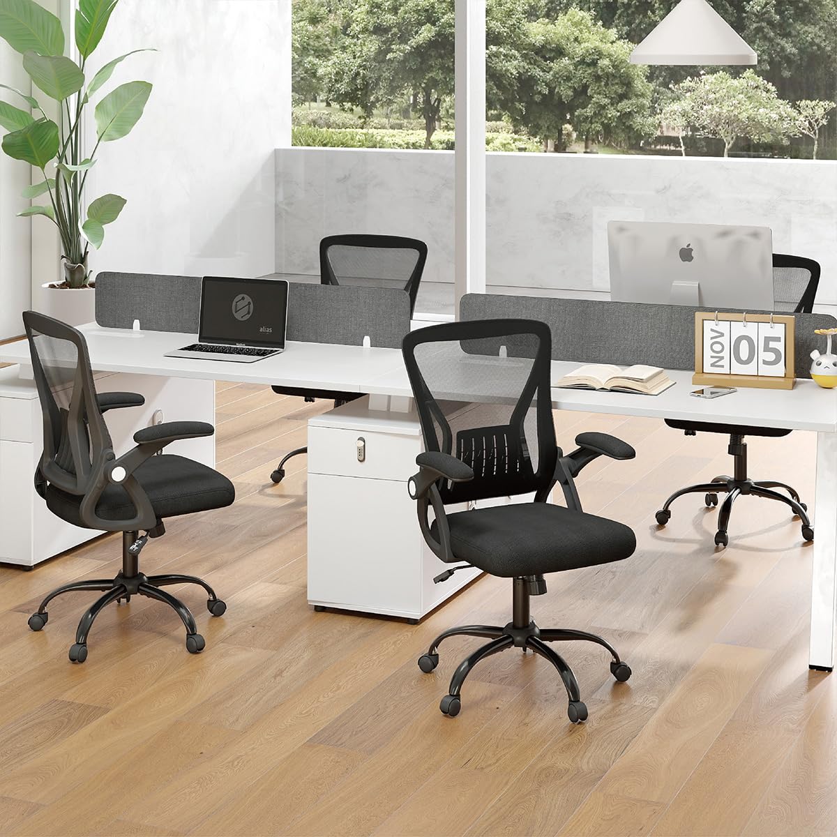 Flysky Ergonomic Mesh Office Chair, Adjustable Armrests, Black