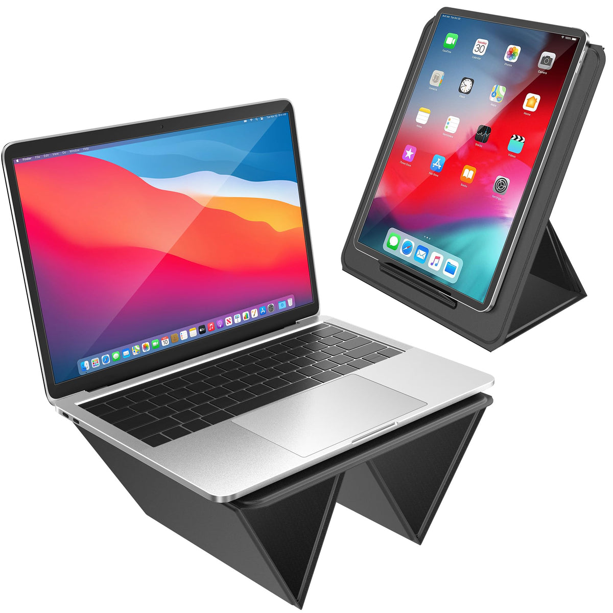 AboveTEK Ultra-Sleek Portable Laptop Lap Stand, 2-in-1 Foldable MacBook Stand for Desk & iPad Tablet Stand Holder