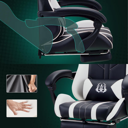 play haha Gaming Chair with Footrest & Lumbar Support,Reclining Swivel Chair,Ergonomic Gaming Chair for Adults