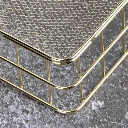 WGFOIP Metal Wire Mesh Storage Basket, Golden Iron Desktop Organizer with Sturdy Wrought Iron Construction
