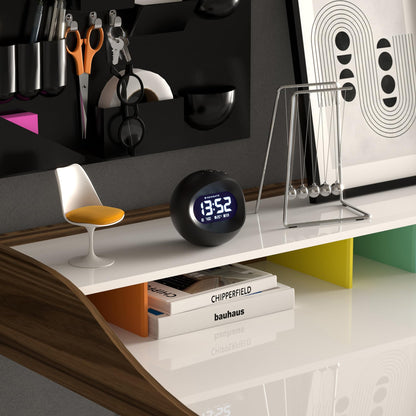 NEWGATE Center of The Earth Bedside Digital Alarm Bedroom Accessories LCD Screen Desk Clock, Acrylic, Black, cm