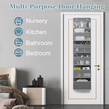 YTACREA Hanging Organizer, Removable Door Hanging Organizer with 5 Layers Storage, Door Organizers with 4 Hooks