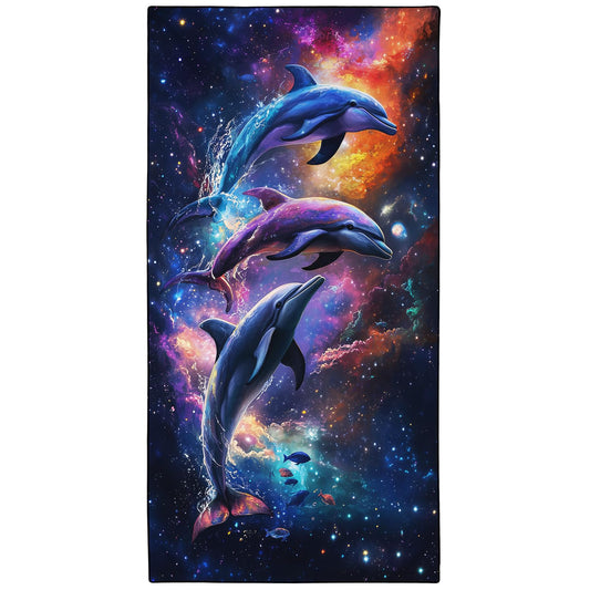 YISUMEI Galaxy Dolphins Beach Towels for Adults Extra Large 180 x 90 cm, Microfibre Lightweight Quick Dry Towel for Swimming Pool Cruise Travel Sports
