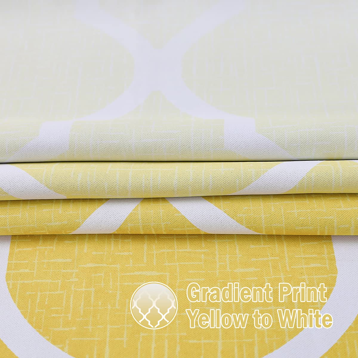 Beauoop Blackout Curtains for Bedroom Yellow Ombre Curtains 72 Inch Drop Geometric Print Eyelet Curtain for Living Room Darkening Thermal Insulated