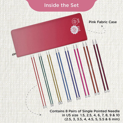 KnitPro Single-Pointed Knitting Needle Set - Zing (40cm) - 2.50-6.00mm
