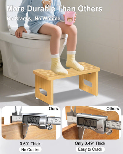 YOSE Wood Toilet Stool Squat Adult, Foldable Squatting Potty for Bathroom, Dual Anti-Slip Potty Step Stool for Pooping