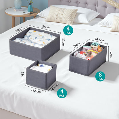 ORLISA 16 Pack Drawer Organiser Set for Hemnes Dressers, Fabric Drawer Dividers & Wardrobe Organisers for Clothes Storage, Underwear