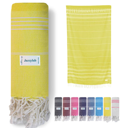 jazzylab SULTAN Peshtemal Hammam Towel | 100% Cotton with Striped Design | Lightweight, Quick-Drying & Absorbent | Turkish Beach, Spa & Sauna Towel