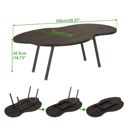 SOLACECASA Modern Folding Coffee Table Cloud Black Low Table Floor Desk