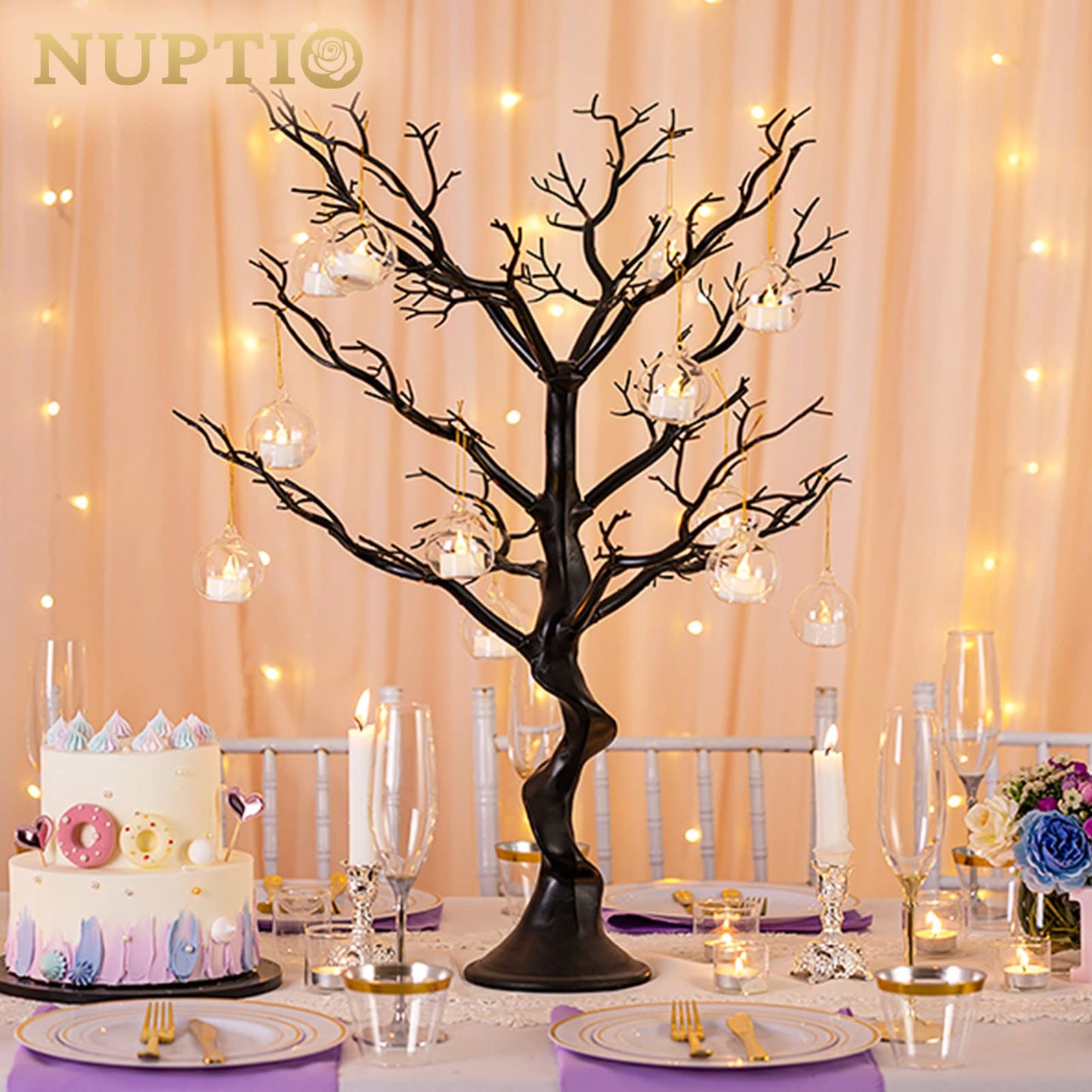 NUPTIO Halloween Tree Twig Black: 75cm Artificial Table Trees Xmas Christmas Easter Decoration Fake Tabletop Branch for Window Bedroom Holiday Party