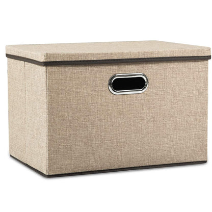 Prandom Storage Boxes with Lids Large,Collapsible Linen Fabric Storage Box,Decorative Bins,Really Useful Box,Clothing