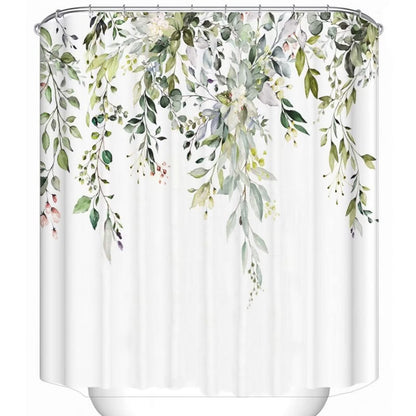 Ezmine Floral Shower Curtain Waterproof Plant Bathroom Decoration Leaves Washable Bathroom Curtain Decor Quick-Drying Shower Curtain with 12 Hooks