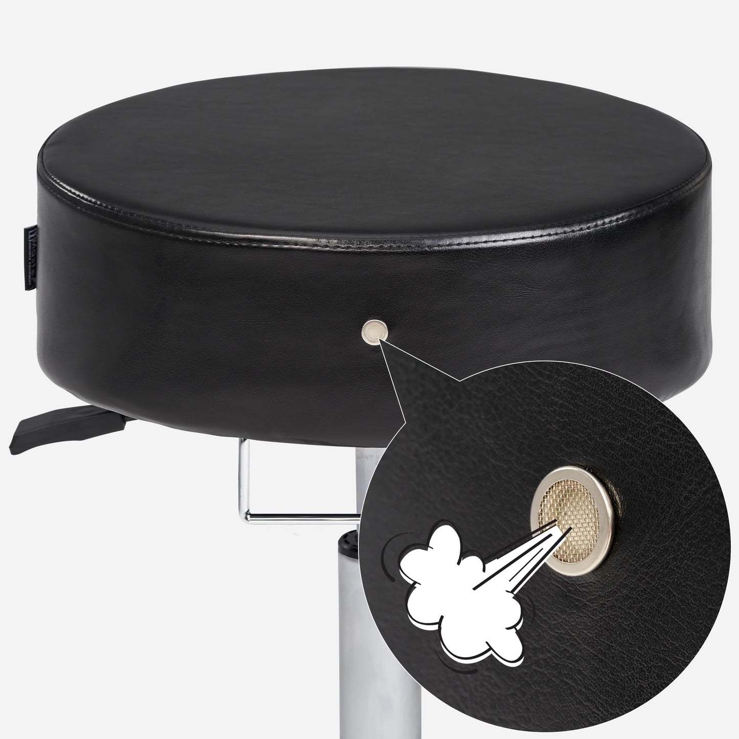 Master Massage Glider Ergonomic Round Swivel Stool Adjustable Rolling Hydraulic Stool Barber Dental Chair Home Office Stool, Black