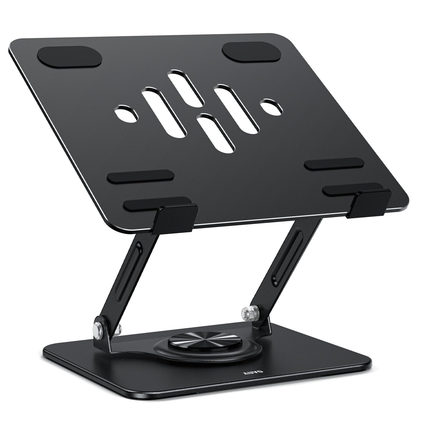 Auvo ALS03 Laptop Stand, Adjustable Computer Stand with 360° Rotating Base, Ergonomic Laptop Riser for Desk, Fits 11-14 inch Laptops, Black