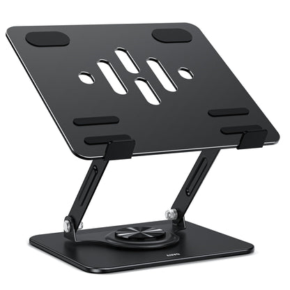 Auvo ALS03 Laptop Stand, Adjustable Computer Stand with 360° Rotating Base, Ergonomic Laptop Riser for Desk, Fits 11-14 inch Laptops, Black