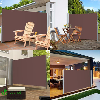 VOUNOT Retractable Side Awning, Outdoor Privacy Protection Screen for Garden, Balcony, Terrace, 180 x 300 cm, Dark Brown