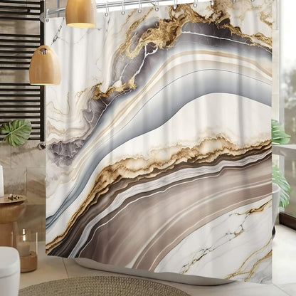 Bovlleetd Champagne Marble Shower Curtain Modern Luxury Grey Decorative Elegant Simplicity Bathroom Curtain Accessories 47"x72" Waterproof Polyester